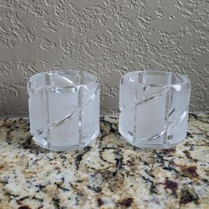 Set of Two Vintage Partylite Glass Candle Holders